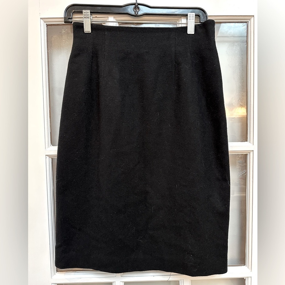 Vintage Norton McNaughton 100% Virgin Wool Black Pencil Skirt Size 6 Small S